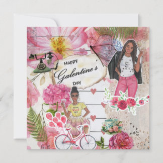 Tarjeta de felicitación plana de Galentine's Day