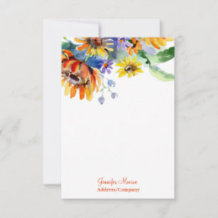 Tarjeta de felicitación plana de margaritas acuare