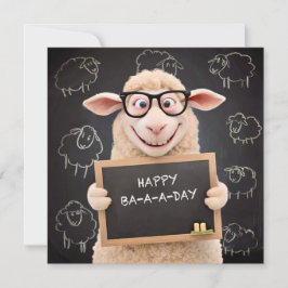 Tarjeta de felicitación plana de ovejas divertidas