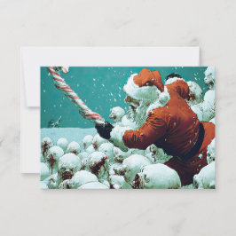 Tarjeta de felicitación plana de Papá Noel contra 