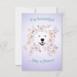Tarjeta de felicitación plana de perro Samoyed y f