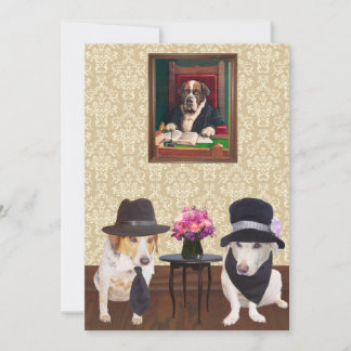 Tarjeta de felicitación plana de perros divertidos