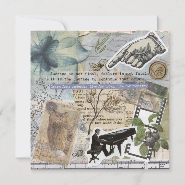 Tarjeta de felicitación plana de piano vintage Man (Anverso)