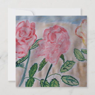 Tarjeta de felicitación plana de rosas de verano a