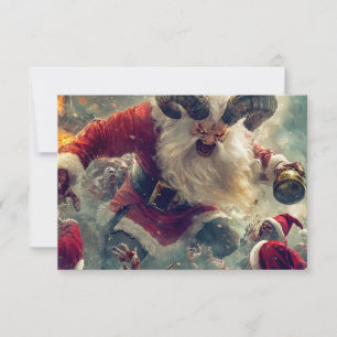 Tarjeta de felicitación plana de Santa Zombie Vint