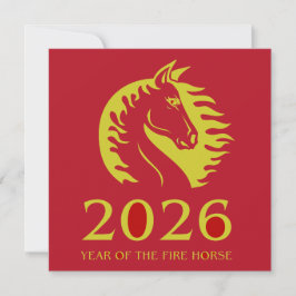 Tarjeta de felicitación plana del año del caballo