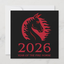 Tarjeta de felicitación plana del año del caballo