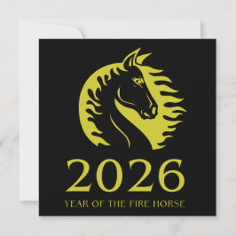 Tarjeta de felicitación plana del año del caballo