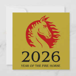 Tarjeta de felicitación plana del año del caballo