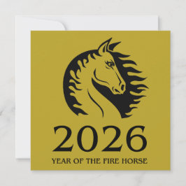 Tarjeta de felicitación plana del año del caballo