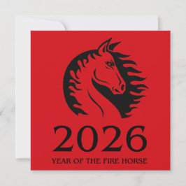 Tarjeta de felicitación plana del año del caballo