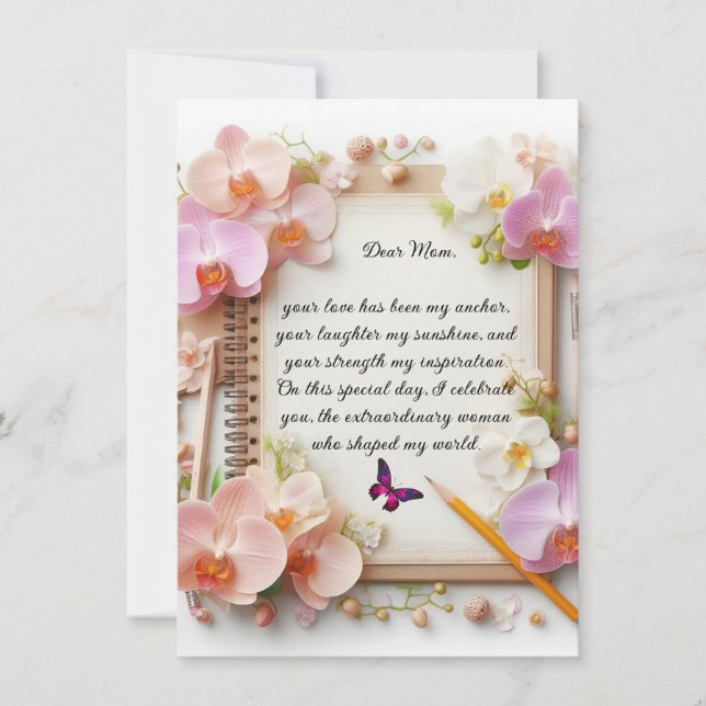 Tarjeta de felicitación plana del Día de la Madre (Anverso)