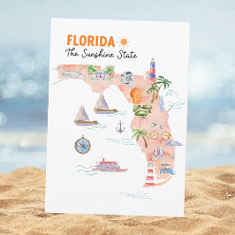 Tarjeta de felicitación plana del mapa de arte del