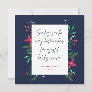 Tarjeta de felicitación plana floral para Navidade