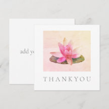 Tarjeta de felicitación plana: GRACIAS: PINK LOTUS