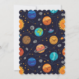 Tarjeta de felicitación plana Happy Planets