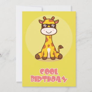 Tarjeta de felicitación plana jirafa genial