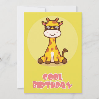Tarjeta de felicitación plana jirafa genial