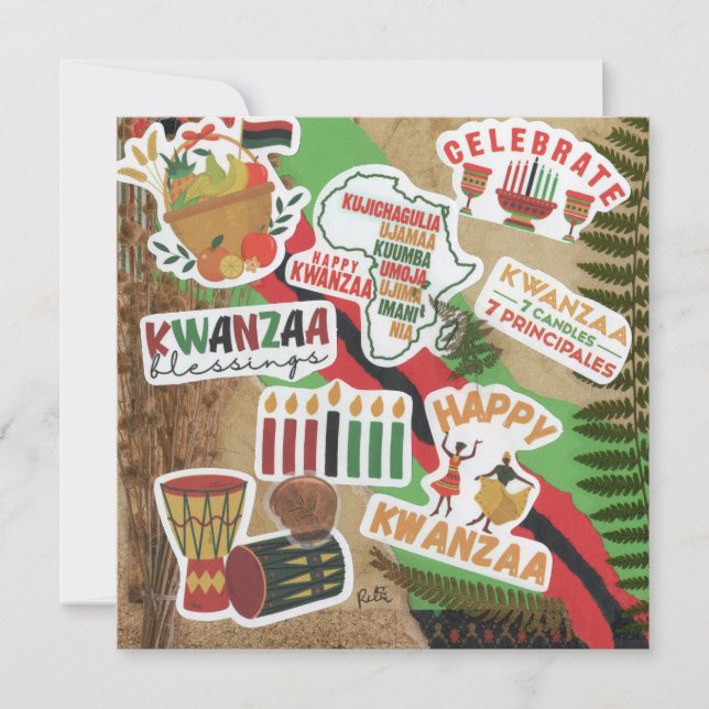 Tarjeta de felicitación plana Kwanzaa (Anverso)