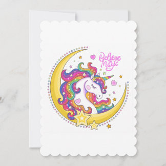 Tarjeta de felicitación plana mágica de Unicorn