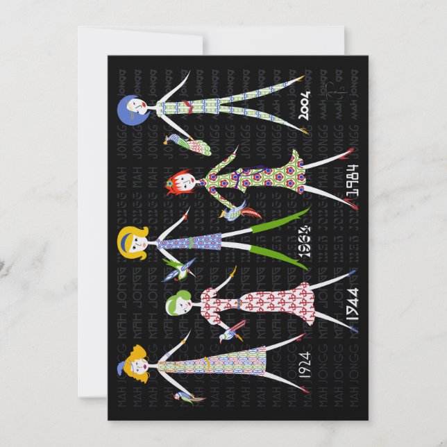 Tarjeta de felicitación plana Mah Jongg de 100 año (Anverso)