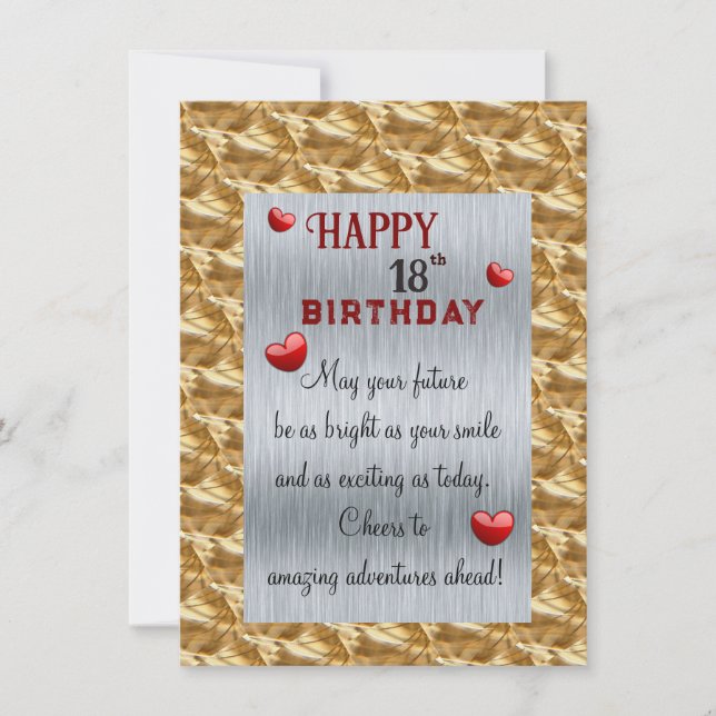 Tarjeta de felicitación plana para el 18 cumpleaño (Anverso)