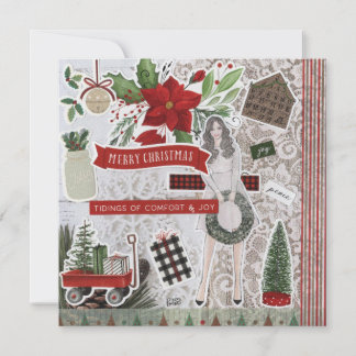 Tarjeta de felicitación plana para Navidades de ro