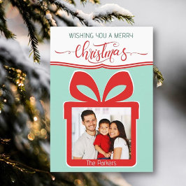 Tarjeta de felicitación plana Photo Merry Christma