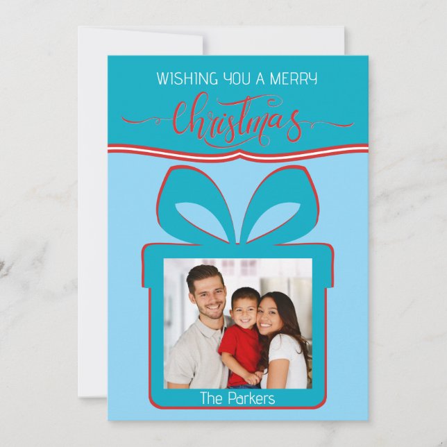 Tarjeta de felicitación plana Photo Merry Christma (Anverso)