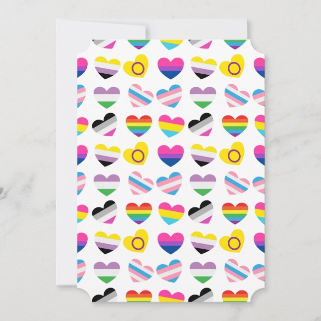 Tarjeta de felicitación plana Pride Hearts (Anverso)