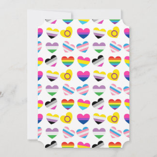 Tarjeta de felicitación plana Pride Hearts