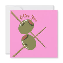 Tarjeta de felicitación plana rosa Olive You Cute