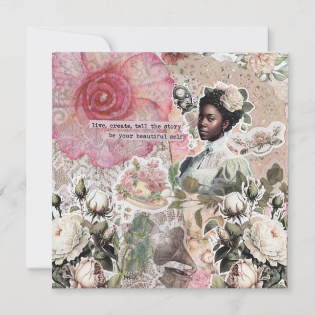 Tarjeta de felicitación plana victoriana africana (Anverso)