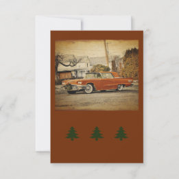 Tarjeta de felicitación plana Vintage Car T-Bird