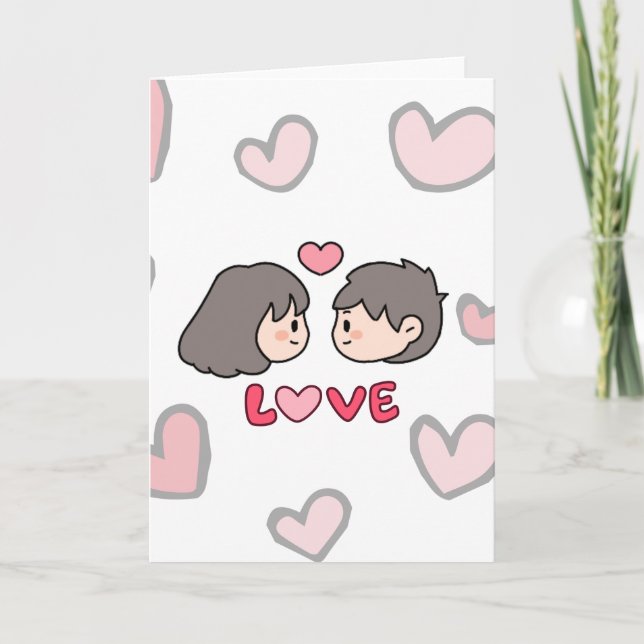 Tarjeta de felicitación plegable "AMOR" de pareja  (Anverso)