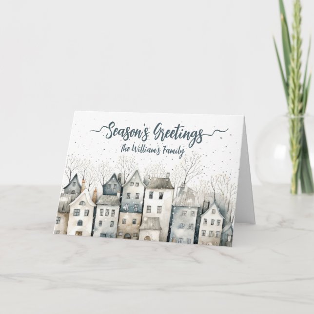 Tarjeta de felicitación plegable Casas Nórdicas (Anverso)