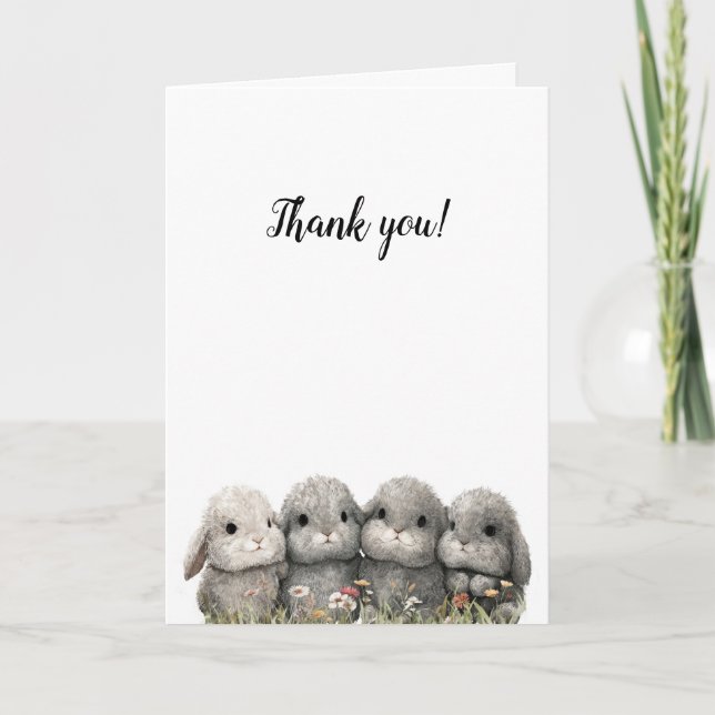 Tarjeta de Felicitación Plegable-Conejos Adorables (Anverso)
