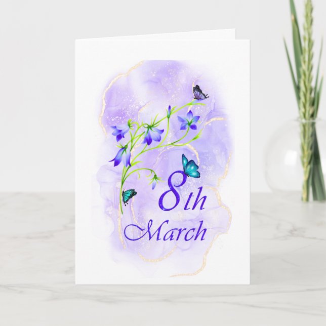 Tarjeta de felicitación plegable de flor de campan (Anverso)