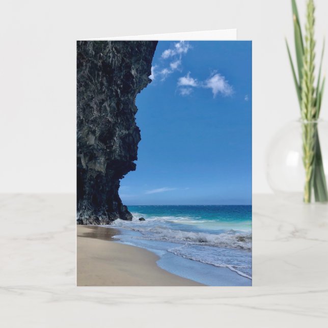Tarjeta de felicitación plegable de la playa Hanak (Anverso)