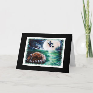 Tarjeta de felicitación plegable de Mapache durmie