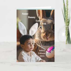 Tarjeta de felicitación plegable de niño con oreja