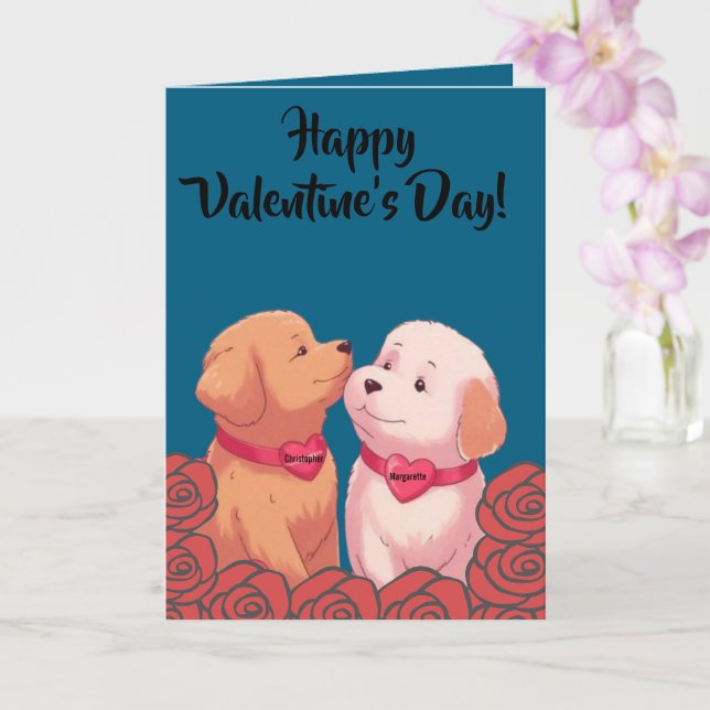 Tarjeta de felicitación plegable de perros lindos  (Orquídea)