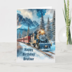 Tarjeta de felicitación plegable de tren vintage c