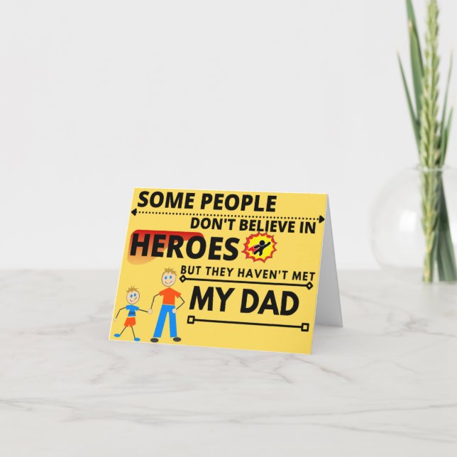 Tarjeta de felicitación plegable MI PAPÁ MI HÉROE (Anverso)