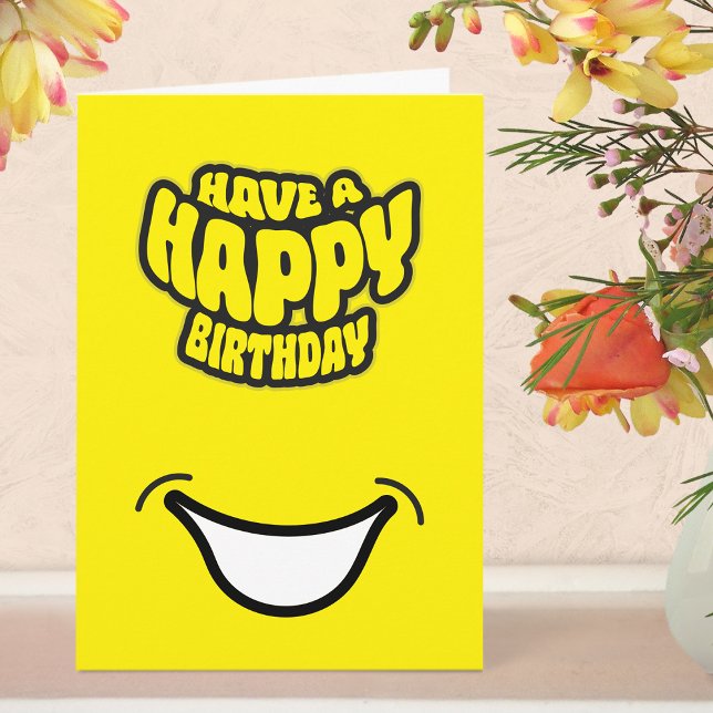 Tarjeta de felicitación plegable moderna simple de (Birthday Card - Yellow)
