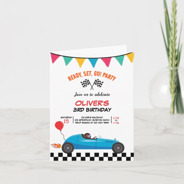 Tarjeta de felicitación plegable para fiesta de cu (Anverso)