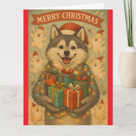 Tarjeta de felicitación plegable "Perro de Navidad