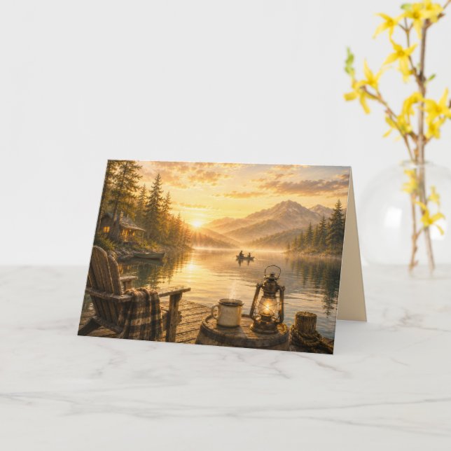 Tarjeta de felicitación plegable rústica personali (flor amarilla)