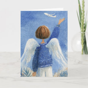 Tarjeta de felicitación plegada 5x7 - Ángel mujer 