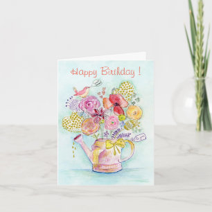 Tarjeta de felicitación plegada a todo flor